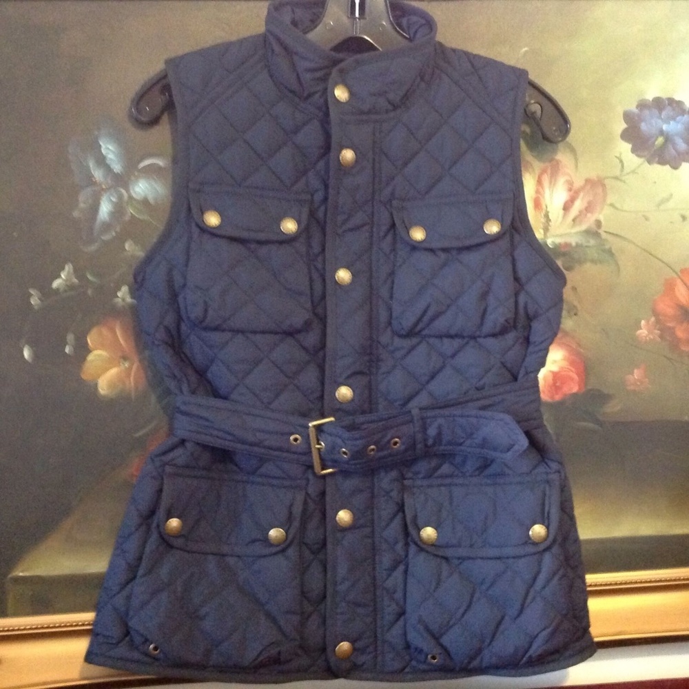 NWT Polo Ralph Lauren Girls Diamond-Quilted Navy Vest Size L (12-14) BE
